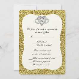 Gold Glitzer Infinity Heart Response Card Einladung