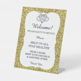 Gold Glitzer Infinity Heart Wedding Safety Sockelschild