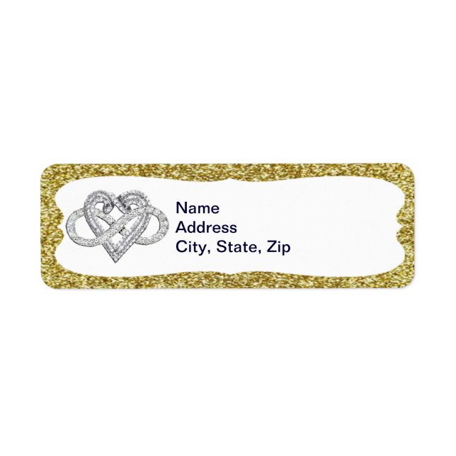 Gold Glitzer Infinity Herd Address Labels (Vorne)