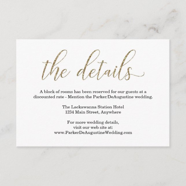 Gold-Glitzer-Informationskarte Begleitkarte (Vorderseite)