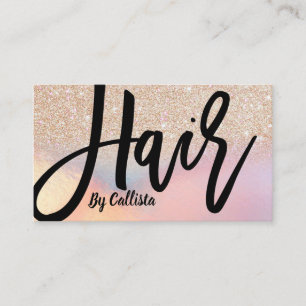 Gold Glitzer Iridescent Holographic Hair Stylist Visitenkarte