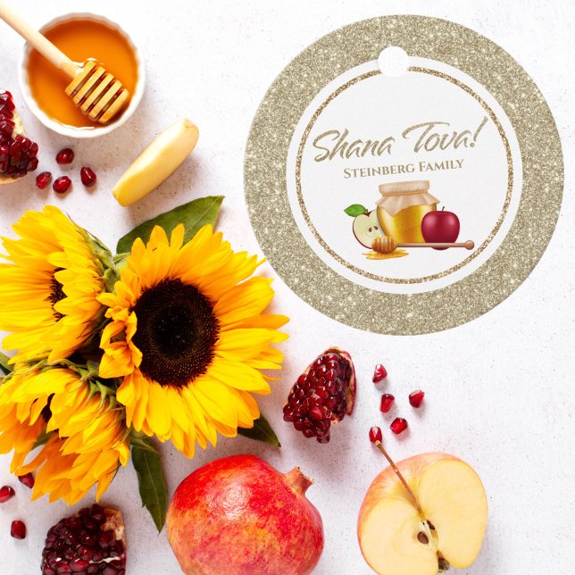 Gold Glitzer Jewish Rosh Hashanah Geschenkanhänger (Von Creator hochgeladen)