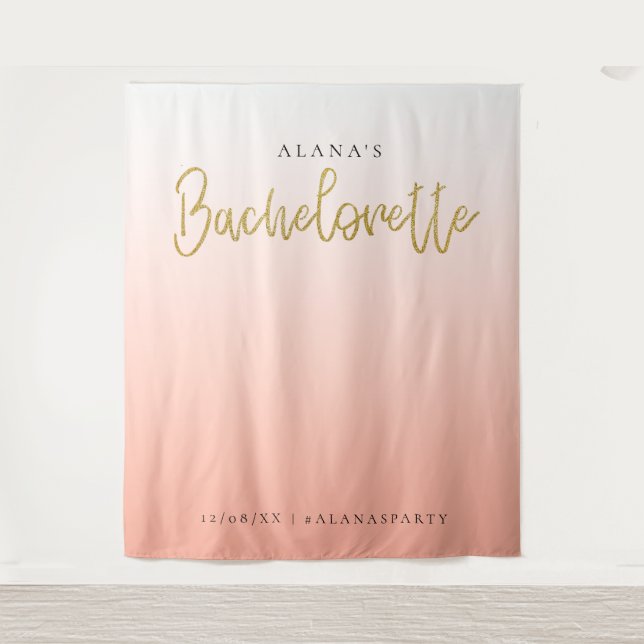 Gold Glitzer Junggeselinnen-Abschied Foto Stand Wandteppich (Vorderseite)
