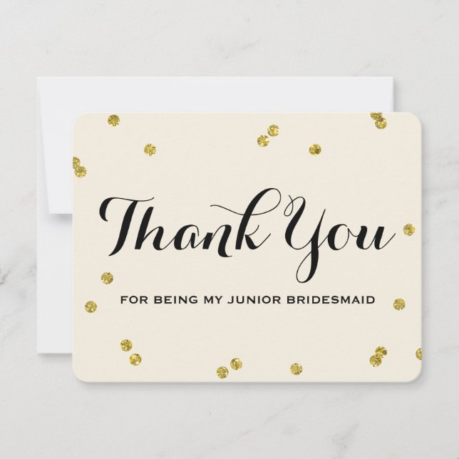 Gold Glitzer | Junior Bridesmaid Vielen Dank Ihre  Einladung (Vorderseite)