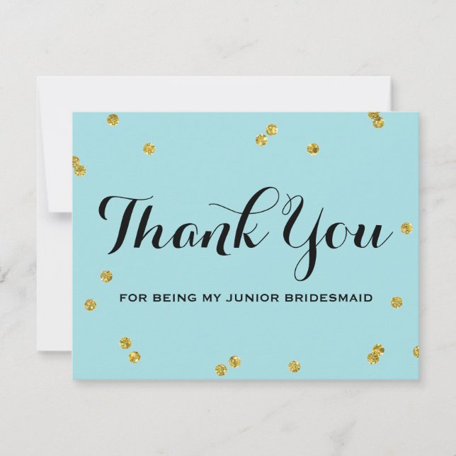 Gold Glitzer | Junior Bridesmaid Vielen Dank Ihre  Einladung (Vorderseite)