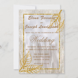 Gold Glitzer Kastanien Blätter & Confetti Einladung