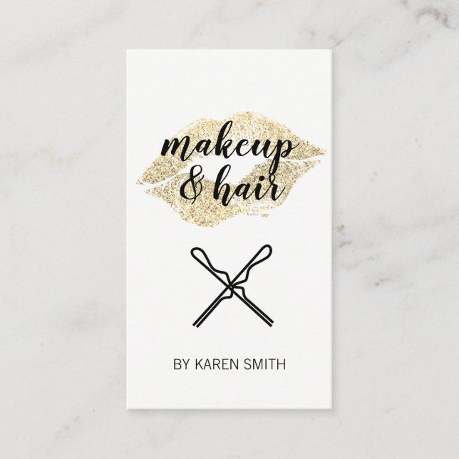 Gold Glitzer Kiss / Makeup und Haar Visitenkarte (Vorderseite)