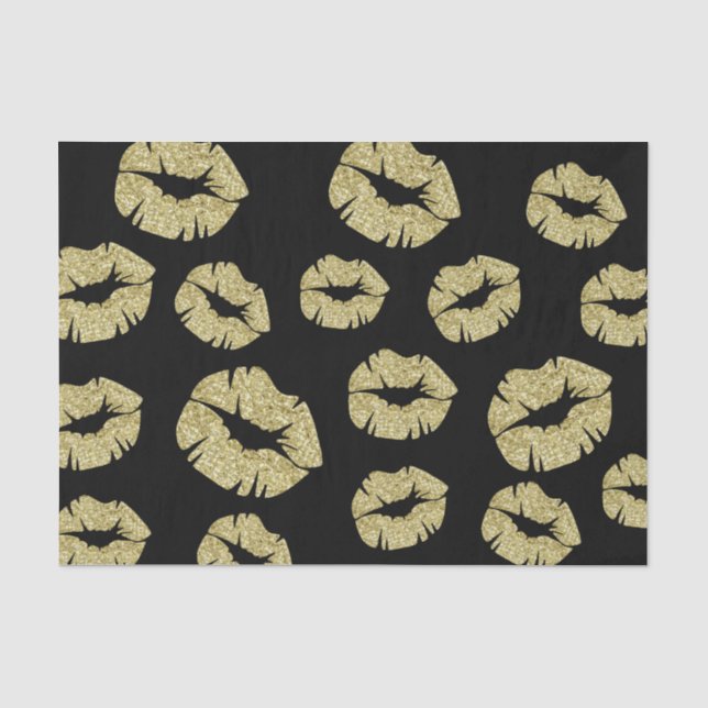 Gold Glitzer Kisses on Black Seidenpapier (Vorderseite)
