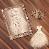 Gold Glitzer Kupfer Elegantes Kleid Quinceañera