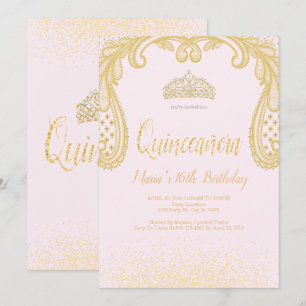 Gold Glitzer & Lace, Einladungen nach Quinceñera