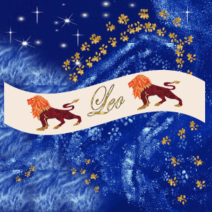 Gold Glitzer Leo Zodiac Geburtstagsgeschenk Satinband