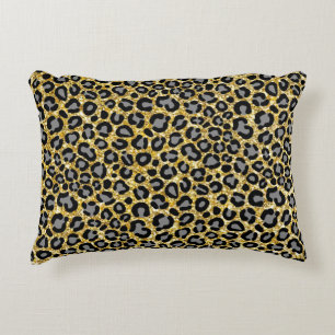 Gold Glitzer Leopard Muster Girly Cheetah Print Dekokissen