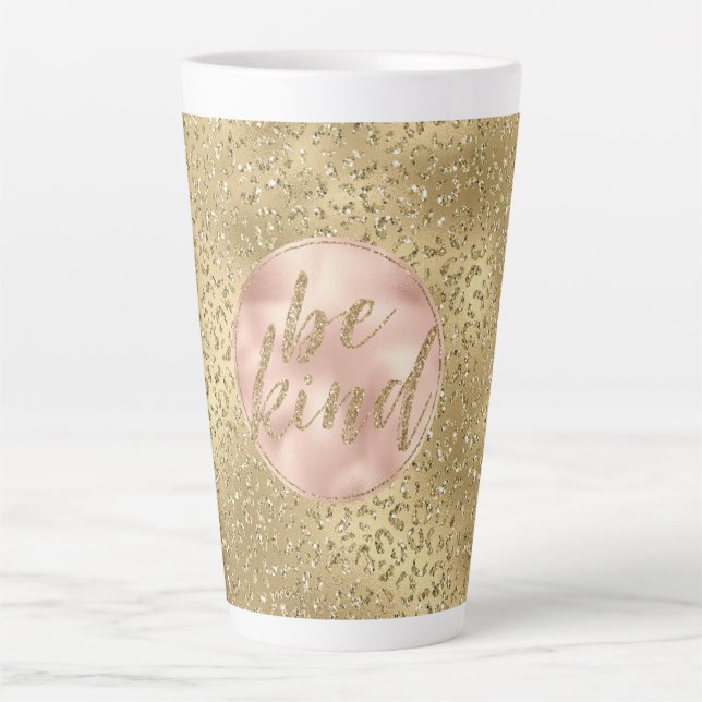 Gold Glitzer Leopard Print Blush Rose ist freundli Milchtasse (Vorderseite)