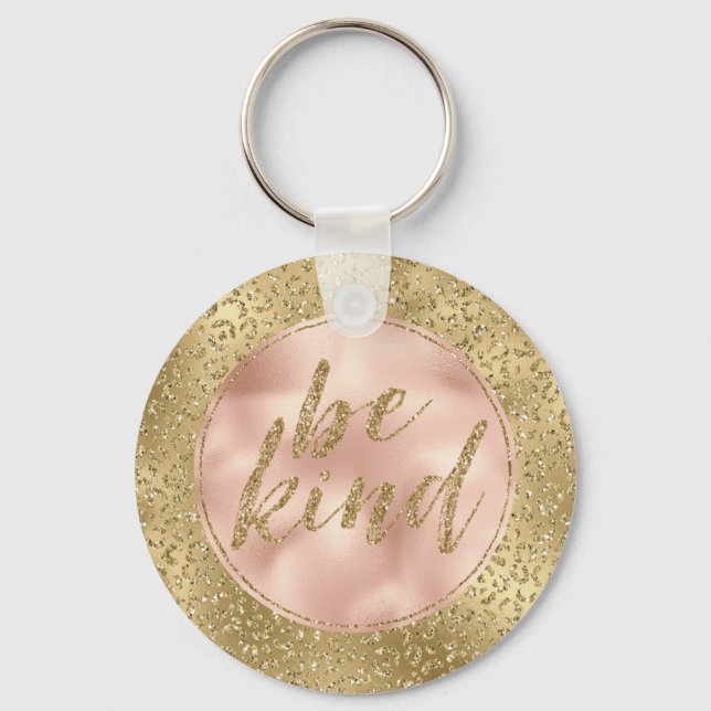 Gold Glitzer Leopard Print Blush Rose ist freundli Schlüsselanhänger (Vorderseite)
