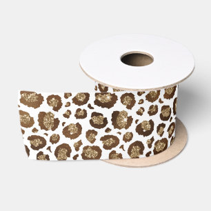 Gold Glitzer Leopard Print Satinband