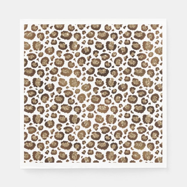 Gold Glitzer Leopard Print Serviette (Vorderseite)