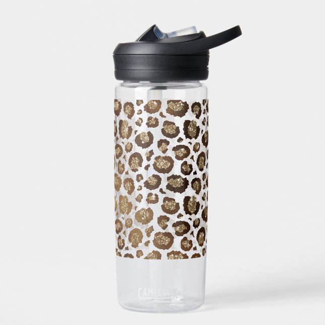 Gold Glitzer Leopard Print Trinkflasche (Links)