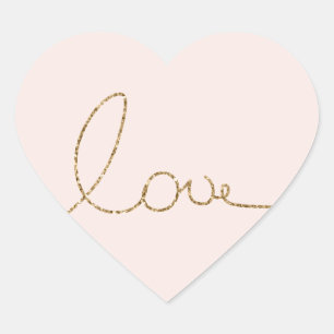 Gold Glitzer Liebe Rosa Muschel Herz-Aufkleber