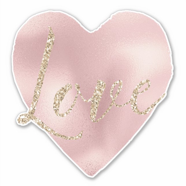 Gold Glitzer Liebe Rosa Rosa Herz Aufkleber (Vorderseite)