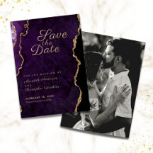 Gold Glitzer Lila Agate Foto Save the Date