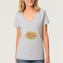 Gold Glitzer Lippen Sie auf Kokett Kiss Tri-Blend Shirt