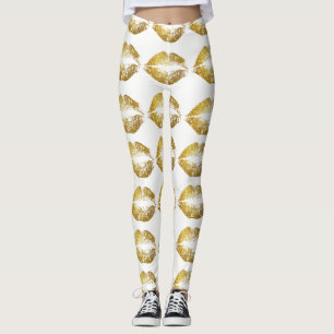 Gold Glitzer Lips #2 Leggings