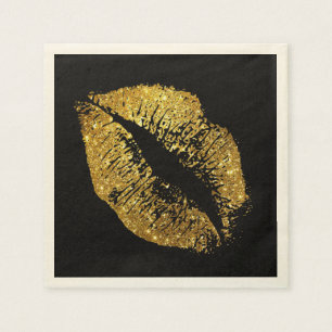 Gold Glitzer Lips #3 Serviette
