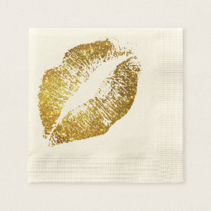 Gold Glitzer Lips #5 Serviette
