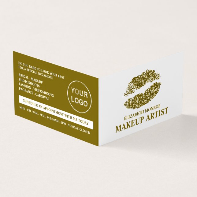 Gold Glitzer Lips, Makeup Artist, Treue Card Visitenkarten (Vorderseite)