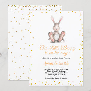 Gold Glitzer Little Bunny Baby Dusche Einladung