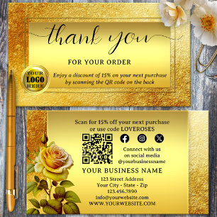 Gold Glitzer Logo Vielen Dank für Ihre Bestellung Visitenkarte