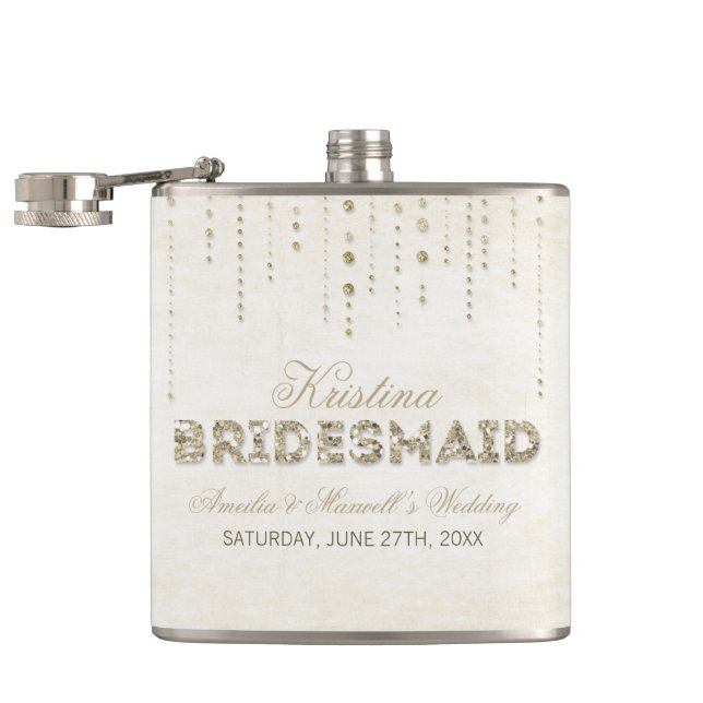 Gold Glitzer Look Bridesmaid Flask Flachmann (Geöffnet)