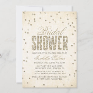 Gold Glitzer Look Confetti Dots Brautparty Einladung