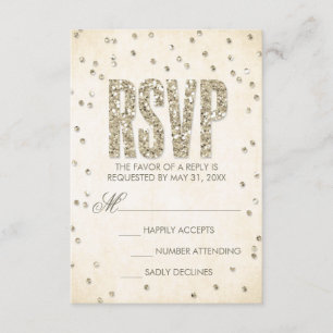 Gold Glitzer Look Confetti Dots HochzeitRSVP Card RSVP Karte