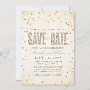 Gold Glitzer Look Confetti Dots Save the Date