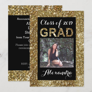 Gold Glitzer-Look-Klasse des Foto-Abschlusses 2017 Einladung