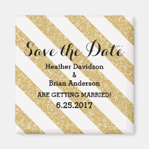 Gold Glitzer Look Stripes Speichern des Datumsfens Magnet