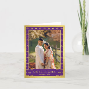 Gold Glitzer Lotus Blume Hochzeit Foto geflochten Dankeskarte