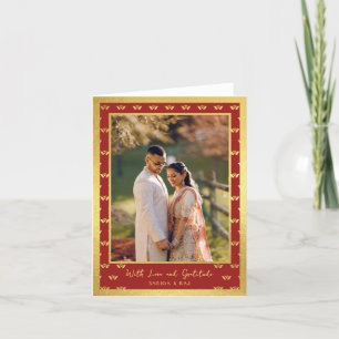 Gold Glitzer Lotus Blume Hochzeit Foto geflochten Dankeskarte