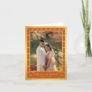 Gold Glitzer Lotus Blume Hochzeit Foto geflochten Dankeskarte
