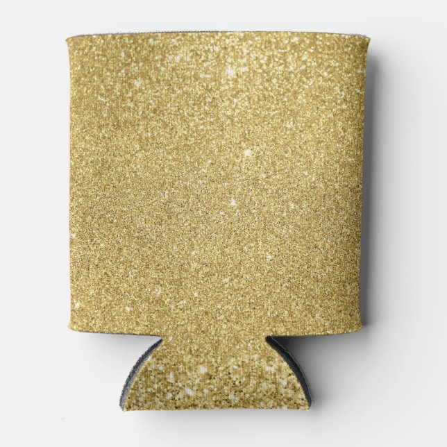 Gold Glitzer, luxuriös, glänzend. Dosenkühler (Vorderseite)
