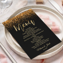 Gold Glitzer Luxus Flat Menu Card