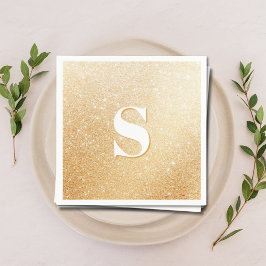 Gold Glitzer Luxus Personalisiert Monogram Napkins Serviette
