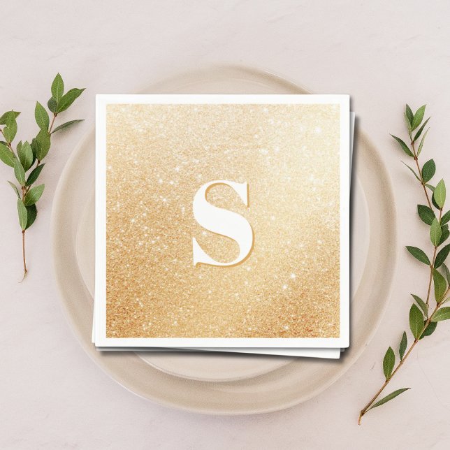 Gold Glitzer Luxus Personalisiert Monogram Napkins Serviette (Gold Glitter Luxury Personalized Monogram Napkins
)