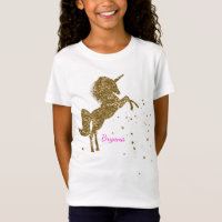 Gold Glitzer Magical Unicorn & Stars Personalisier