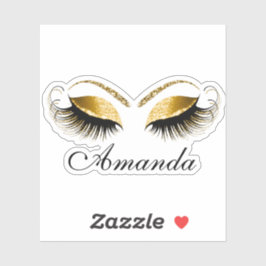 Gold Glitzer Makeup Artist Lashes Name Aufkleber