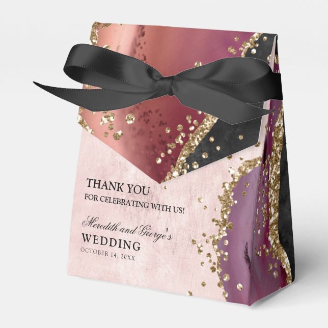 Gold Glitzer Marble Agate Wedding Geschenkschachtel (Vorderseite)