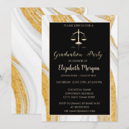 Gold Glitzer Marble Law School Graduation Party Einladung