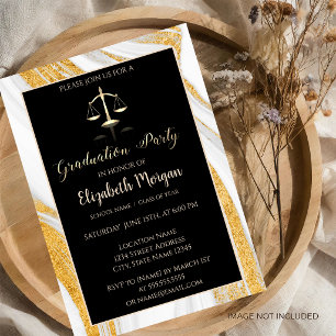 Gold Glitzer Marble Law School Graduation Party Einladung