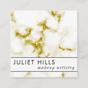 Gold Glitzer Marble Square Business Card Quadratische Visitenkarte